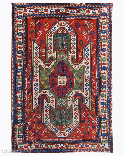 Period: 3rd Quarter of 19th Century
Origin: Caucasus
Dimensions: 191 x 283 cm
This rare 3rd quarter of 19th century Sevan Kazak rug is a magnificent and powerfully expressive example of Caucasian village weaving, celebrated ...