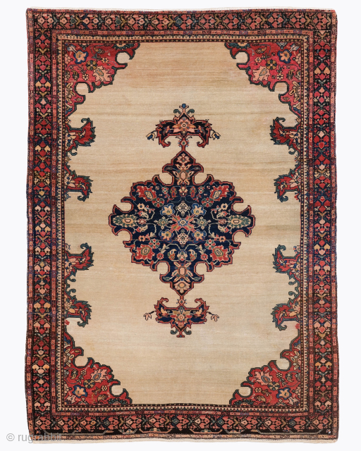 Period: Late 19th Century
Origin: Iran
Dimensions: 108 x 150 cm
This rare late 19th century Ferahan rug is a magnificent and powerfully expressive example of West Persian workshop weaving, celebrated for its incredible structural ...