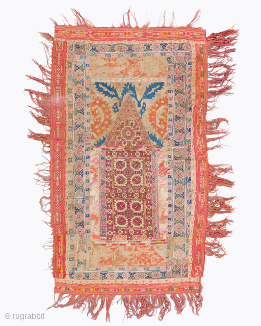 Period: Early 19th Century
Origin: Greece
Dimensions: 55 x 95 cm

This rare early 19th century Greek textile is an extraordinary and deeply moving testament to the historical embroidery traditions of the Aegean and Mediterranean  ...