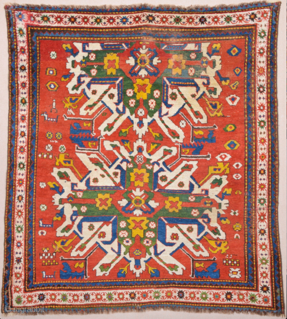 19th Century Colorful Eagle Kazak Rug 166 x 175 cm                       