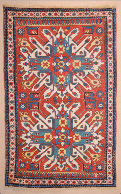 Mid 19th Century Caucasian Eagle Rug Size 138 x 218 cm                      