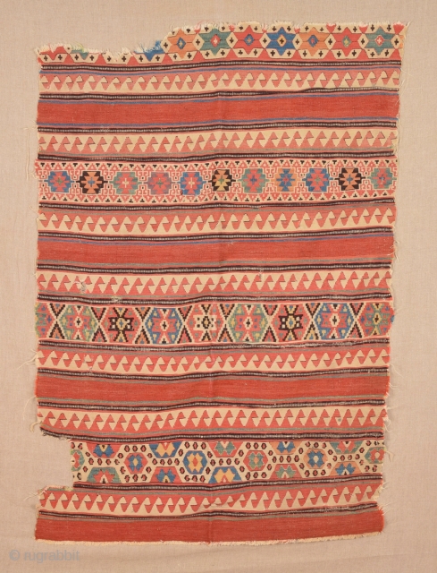 18th Century Anatolian Unusual Kilim Fragment Probably izmir Helvacı Area Kilim Fragment Size 97 x 145 Cm                