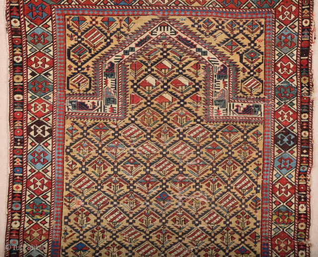 1880s Prayer Shirvan Rug Size 112 x 135 cm It's in good condition need some small repairs.                