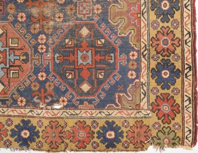 Circa 1800s Unusual Early East Caucasian Fragment Size 88 x 132 Cm It Has Great Colors.                 