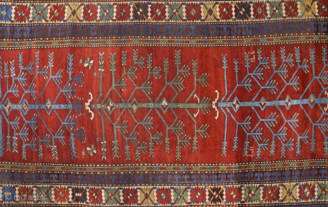 Unusual Tree Of Life Caucasian Type Rug.It Has Date 1320/1858 With Good Condition.Size 120 x 325 Cm                