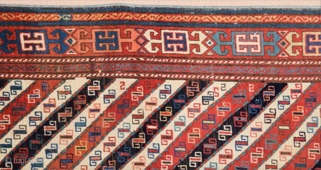 Mid 19th Century Colorful Caucasian Akstafa Rug Size 115 x 280 cm                     