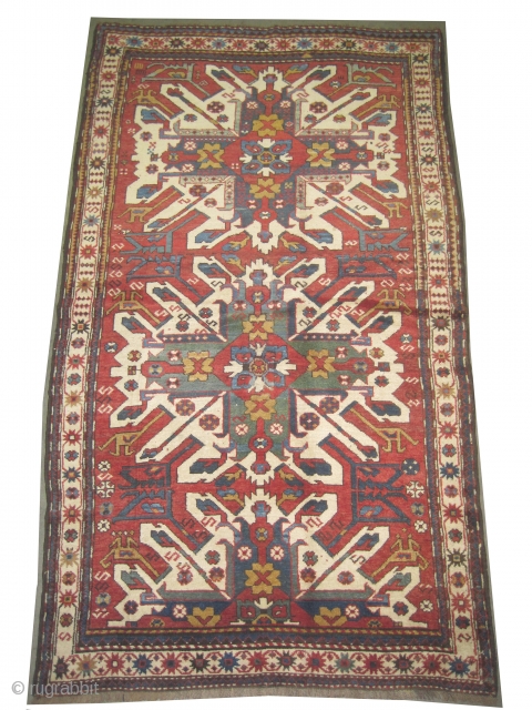 
 Tchelaberd Caucasian circa 1905 antique. Collector's item. Size: 224 x 130 (cm) 7' 4" x 4' 3"  carpet ID: K-3613
Vegetable dyes, the black color is oxidized, the knots are hand  ...