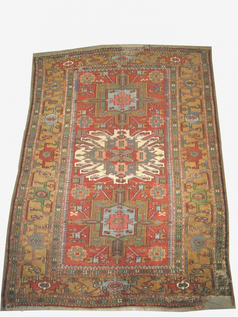 Bakshaish Heriz Persian circa 1890 antique.  Size: 195 x 148 (cm) 6' 5" x 4' 10"  carpet ID: K-426
Vegetable dyes, high pile, the warp and the weft threads are 100%  ...