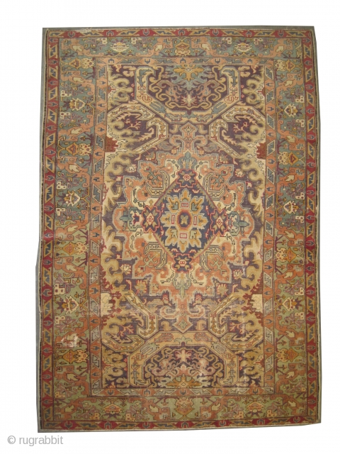 Kayseri Turkish circa 1920 antique. Size: 189 x 132 (cm) 6' 2" x 4' 4" 
 carpet ID: SA-1236
The background color is ivory and all over design with Armenian dragons, the surrounded  ...