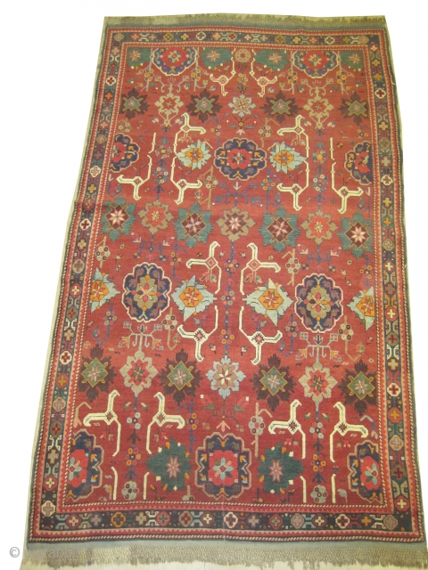 
Karabag Caucasian knotted circa in 1910, antique, collector's item,  243 x 144 (cm) 8'  x 4' 9"  carpet ID: H-208
In perfect condition, high pile, both edges are finished with  ...