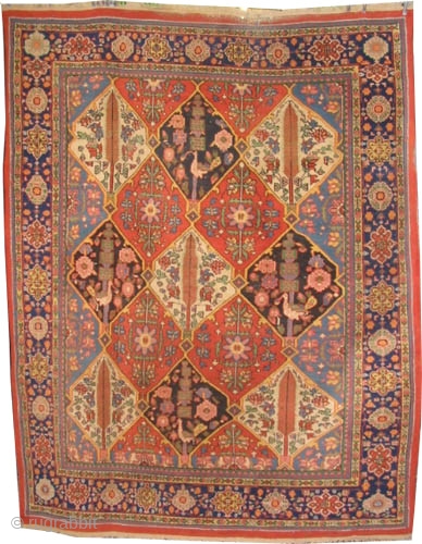 
Bakshaish Heriz Persian knotted circa 1925 semi antique, 262 x 209 cm, ID: P-5808
The black knots are oxidized, the knots are hand spun lamb wool, allover garden design, thick pile, at one  ...