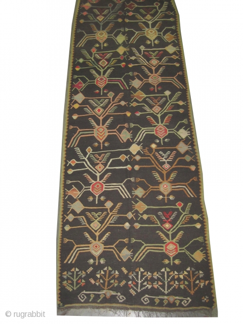  	

 Besarabian circa 1915 antique. Size: 374 x 126 (cm) 12' 3" x 4' 2"  carpet ID: A-854
Woven with wool and goat hair, geometric design, perfect condition, the background's color  ...