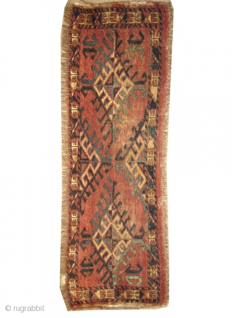 	

 Ersari Turkmen circa 1870 antique. Collector's item. Size: 121 x 37 (cm) 4'  x 1' 3" 
 carpet ID: K-5798
The knots are hand spun wool, the brown color is oxidized.  ...