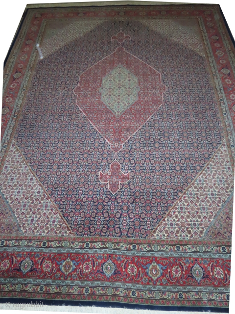 Tabriz Persian, 20th century old, 300 x 400 cm, carpet ID: BROW-1
Thick pile, in perfect condition, very finely knotted, indigo background.            