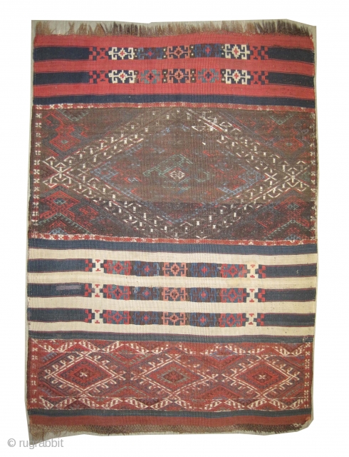 Kotahya kilim Anatolian Antique fragment, collector's item, Size: 108 x 78 (cm) 3' 6" x 2' 7"  carpet ID: LM-3
Vegetable dyes, the black color is oxidized, woven with hand spun wool  ...