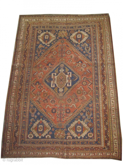 
Qashqai Persian knotted circa 1910 antique, collectors item, 197 x 140 cm  carpet ID: K-4603
The black knots are oxidized. The knots, the warp and the weft threads are mixed with hand  ...