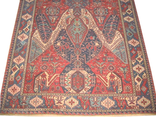 
Dragon-Soumak Caucasian kilim, old, 230 x 377 cm, ID: A-890
Dragon design, in perfect condition, in its original shape.

A similar example was published in the catalog of "Orientteppiche" by Doris Eder on page  ...