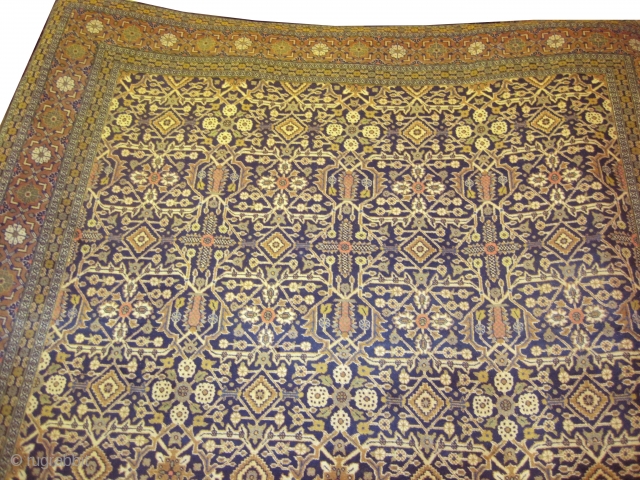 

Tabriz Persian, knotted circa in 1935 Semi-antique,  387 x 290 (cm) 12' 8" x 9' 6" 
 carpet ID: P-15
Allover geometric and rare design, the black knots are oxidized, the background  ...