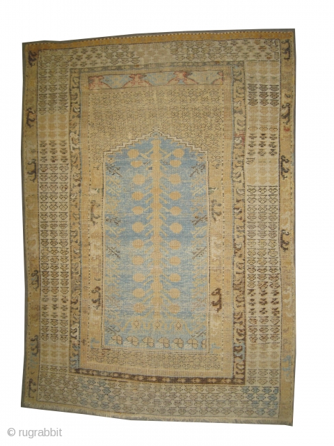 Kula prayer Anatolian circa 18th century antique. Collector's item, Size: 150 x 106 (cm) 4' 11" x 3' 6"  carpet ID: K-5263
The black color is oxidized, the knots are hand spun  ...