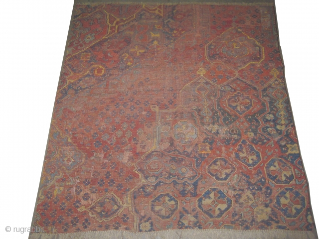 
 Ushak Turkish. Fragment circa 18th century antique. collector's item. Size: 250 x 219 (cm) 8' 2" x 7' 2"  carpet ID: P-5027
 It is soft and high standard quality.


Private collection.
 