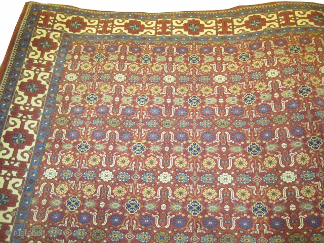 
Indian carpet, knotted circa in 1922, 427 x 296 (cm) 14'  x 9' 8"  carpet ID: P-1225
The knots are hand spun wool, allover design, the surrounded large ivory border is  ...