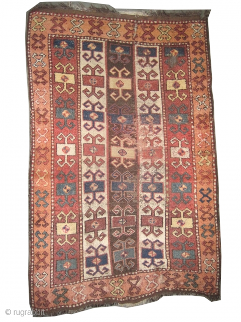 East Anatolian, 19th century, antique. Collector's item, Size: 195 x 127 (cm) 6' 5" x 4' 2"  carpet ID: K-4875
The brown color is oxidized, the knots are hand spun wool, the  ...