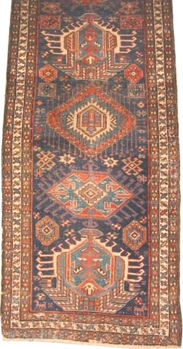 	

Shahsavan Persian circa 1910 antique, Size: 375 x 85 (cm) 12' 4" x 2' 9"  carpet ID: P-5246
The black color is oxidized, the knots are hand spun wool, all over geometric  ...