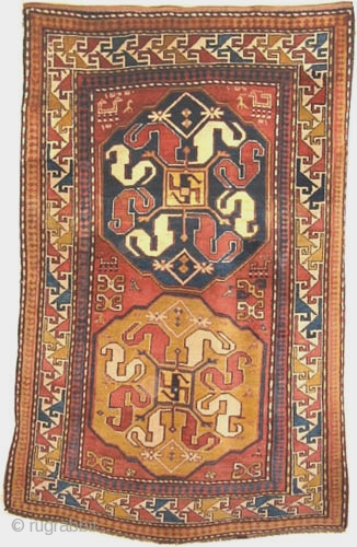 
Chondzoresk Caucasian with Armenian inscriptions, knotted circa in 1895, antique, collector's item.  217 x 136 (cm) 7' 1" x 4' 6"  carpet ID: RS-340
In perfect condition, high pile, the background  ...