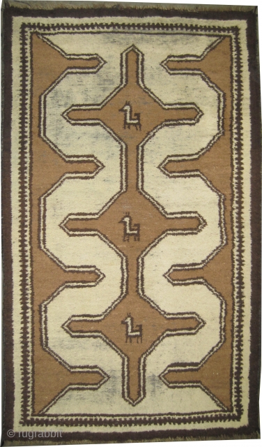 


 	

 Gabbeh Nomad Persian knotted circa in 1925 semi-antique, collector's item. 182 x 111 (cm) 6'  x 3' 8"  Carpet ID: K-5646
The knots are natural wool as: camel hair,  ...
