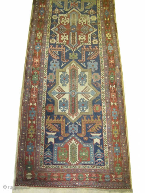 
 	

Heriz Persian circa 1910 antique. Collector's item, Size: 361 x 102 (cm) 11' 10" x 3' 4"  carpet ID: K-626
The center medallions are surrounded with peacocks (Caucasian Akstafa design), certain  ...