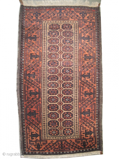 Belutch Persian circa 1915 antique. Collector's item, Size: 130 x 73 (cm) 4' 3" x 2' 5" 
 carpet ID: T-604
The background is knotted with camel hair, geometric design, high pile, perfect  ...