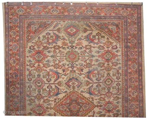 	

Mahal Persian circa 1915 antique. Size: 293 x 202 (cm) 9' 7" x 6' 7"  carpet ID: P-5996
The background color is ivory, soft carpet, good condition, fine knotted and in its  ...