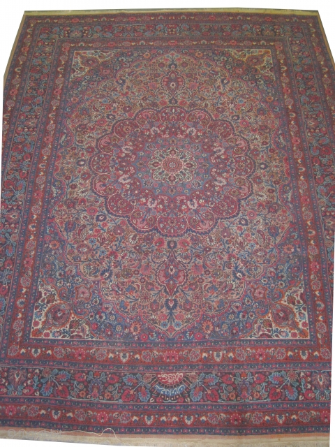 
Birjend Persian signed circa 1920 old. Size: 356 x 272 (cm) 11' 8" x 8' 11"  carpet ID: P-6278
Certain places the pile is slightly short, very fine knotted and in its  ...