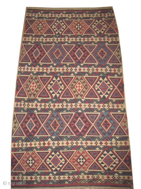 Shirvan Caucasian kilim circa 1895 antique. Collector's item. Size: 290 x 165 (cm) 9' 6" x 5' 5"  carpet ID: A-579
Perfect condition, very fine woven with hand spun 100% wool, all  ...