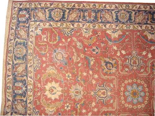 
Tabriz Persian circa 1930 semi-antique, Size: 315 x 223 (cm) 10' 4" x 7' 4"  carpet ID: P-5254 
All over floral design, the background color is rust, the surrounded larger border  ...
