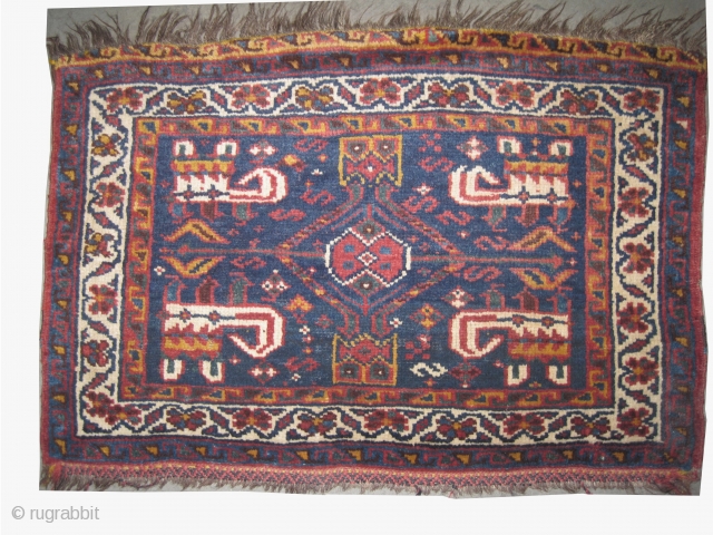 Luri, south Persian, circa 1910 antique. Collector's item. Size: 61 x 41 (cm) 2'  x 1' 4" 
 carpet ID: SA-1124
High pile, perfect condition, the black color is oxidized, the warp  ...