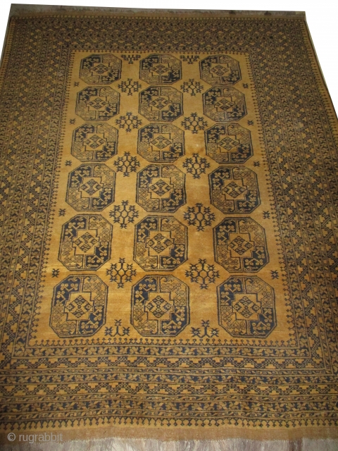 
Ersari Afghan, knotted circa in 1940, semi antique, 251 x 304cm, carpet ID: BROW-6
The background is golden/yellow, thick pile in perfect condition.           