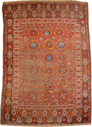 Bashir Turkmen with minakhani design, knotted circa 1885  antique, collectors item, 124 x 173 cm, ID: K-4203
Vegetable dyes, the black knots are oxidized, the knots are mixed with hand spun wool  ...