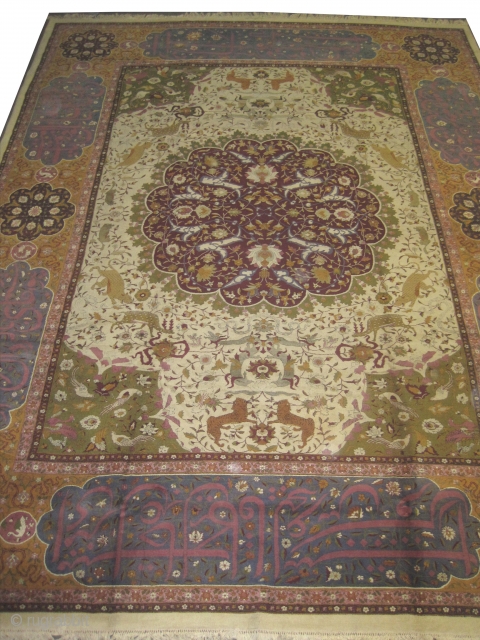 Indian Amritsar circa 1920 Semi antique, Size: 450 x 355 (cm) 14' 9" x 11' 8"  carpet ID: P-2167
From a 16th century Safavid Persian "Salting group" design, perhaps a copy of  ...