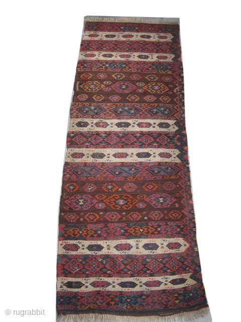 

Kotahya Turkish kelim, woven circa 1880 antique, collector's item, 201 x 70 cm,  carpet ID: UOE-11
The warp and the weft threads are 100% wool, in good condition, considered as a fragment  ...