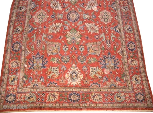 	
Malaier Persian circa 1920 semi antique, Size: 305 x 218 (cm) 10'  x 7' 2"  carpet ID: P-4013
The two edges are finished with 3cm kilim, all over big floral design,  ...