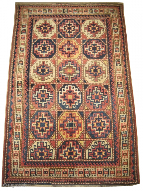 
Moghan Caucasian knotted circa in 1905 antique, collectors item. 218 x 150 (cm) 7' 2" x 4' 11"  carpet ID: V-152
Thick pile in perfect condition, allover geometric design, the surrounded large  ...