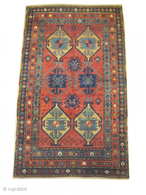 
Lambalo-Kazak Caucasian knotted circa in 1910 antique, collector's item. 225 x 138 (cm) 7' 5" x 4' 6"  carpet ID: H-277
The knots, the warp and the weft threads are hand spun  ...