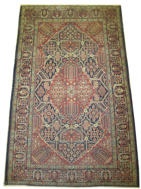 

Mohtashem-Kashan Persian, knotted circa in 1910 antique, collectors item. 206 x 134 (cm) 6' 9" x 4' 5"  carpet ID: K-111
The knots are hand spun lamb wool, high pile, at the  ...