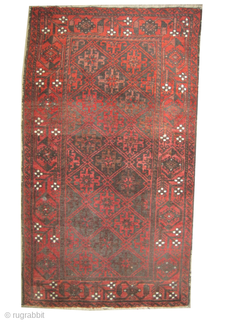 

Belutsch Persian, semi antique, 176 x 102 cm, ID: MMM-28
The black knots are oxidized, the knots are hand spun wool, the shirazi borders are woven on two lines with goat hair, soft  ...