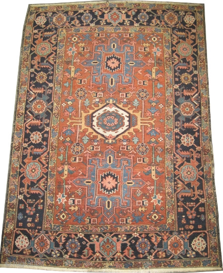 
Karadja Persian circa 1910 antique. Size: 200 x 137 (cm) 6' 7" x 4' 6"  carpet ID: K-4366
Good condition, the pile of the background is slightly shorter than the rest, the  ...