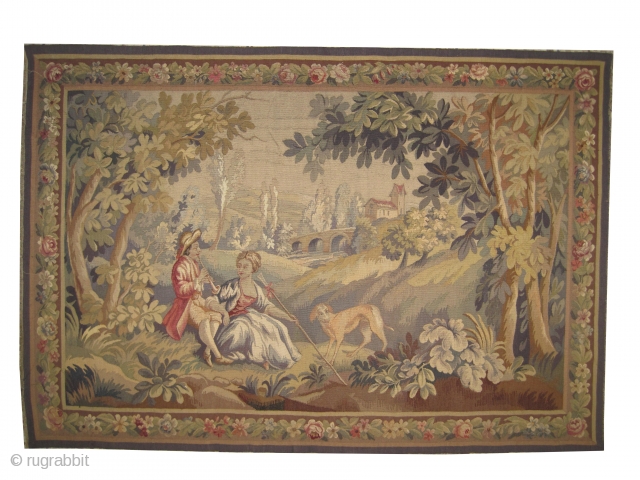 	

French tapestry circa 1890 antique, collector's item, Size: 180 x 120 (cm) 5' 11" x 3' 11"  carpet ID: MZ-1 
Hand woven with hand spun wool on a loom, perfect condition,  ...