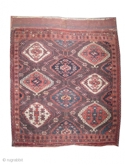 

Tschaudor Turkmen fragment, antique, collector's item, 80 x 77 (cm) 2' 7" x 2' 6"  carpet ID: K-4089
The knots, the warp and the weft threads are mixed with hand spun lamb  ...