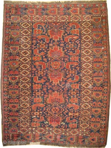 

Beshir Turkmen knotted circa in 1800 antique, collector's item, 126 x 98 (cm) 4' 2" x 3' 3"  carept ID: K-3028
Thick pile in good condition, fine knotted. The knots, the warp  ...