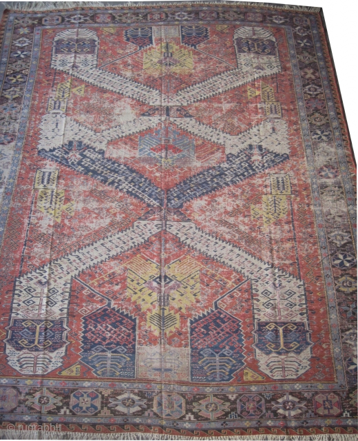 

Dragon Soumak Caucasian kilim woven circa in 1912 antique, collector's item, 340 x 267 (cm) 11' 2" x 8' 9"  carpet ID: A-826
Dragon design, woven with hand spun wool and Soumak  ...